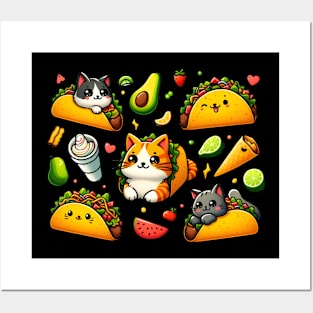 Cats and Tacos Feline Fiesta Posters and Art